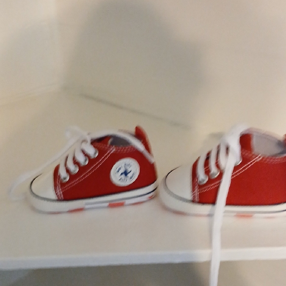 Red and White Baby Sneakers Size 1 - Picture 4 of 7
